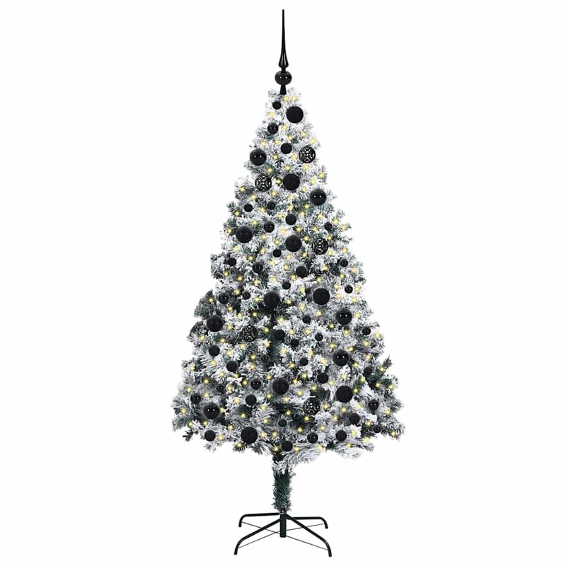vidaXL Mű karácsonyfa 300 LED-del Zöld 180 cm PVC és Acél és Műanyag