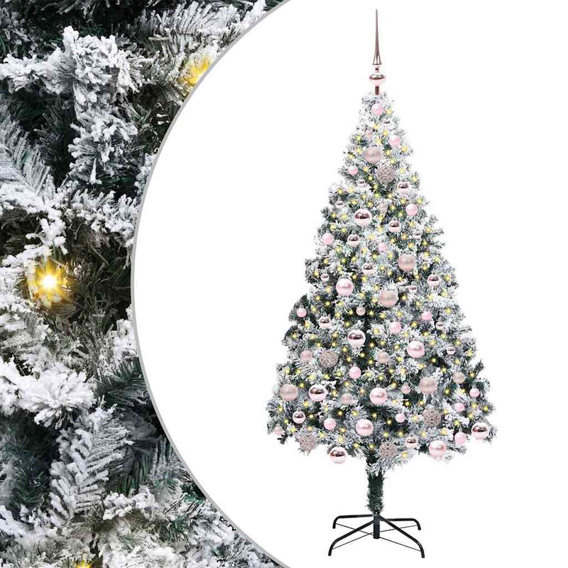 vidaXL Mű karácsonyfa 300 LED-del Zöld 180 cm PVC és Acél és Műanyag