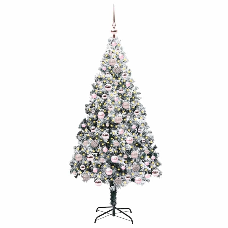 vidaXL Mű karácsonyfa 300 LED-del Zöld 180 cm PVC és Acél és Műanyag