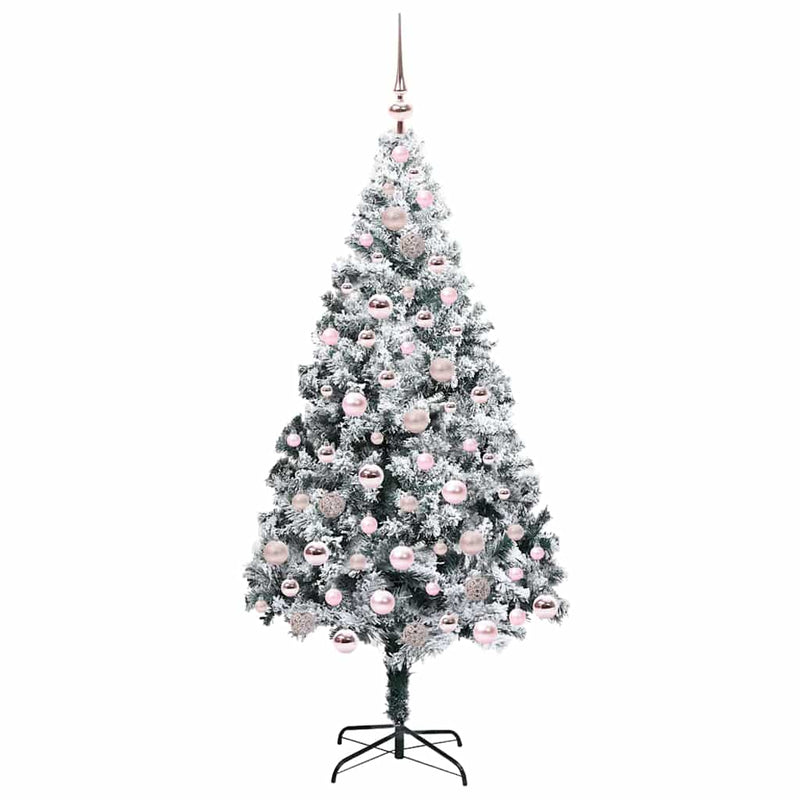 vidaXL Mű karácsonyfa 300 LED-del Zöld 180 cm PVC és Acél és Műanyag