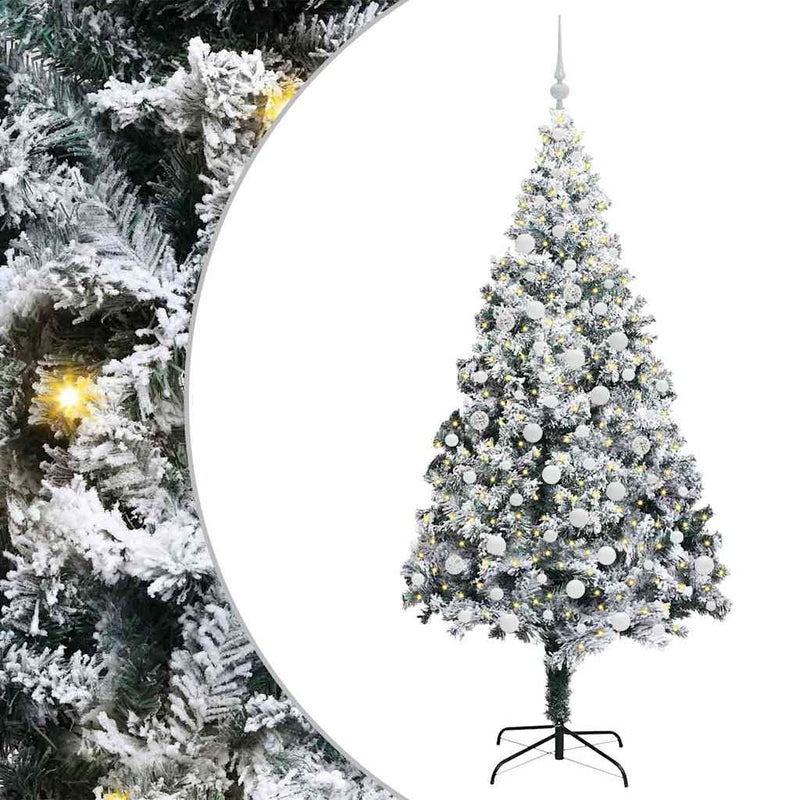 vidaXL Mű karácsonyfa 300 LED-del Zöld 180 cm PVC és Acél és Műanyag