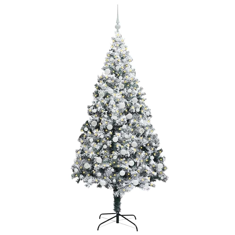 vidaXL Mű karácsonyfa 300 LED-del Zöld 180 cm PVC és Acél és Műanyag
