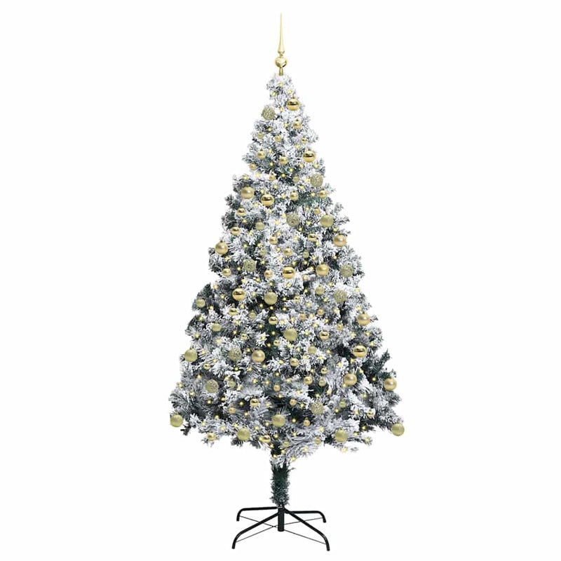 vidaXL Mű karácsonyfa 300 LED-del Zöld 180 cm PVC és Acél és Műanyag