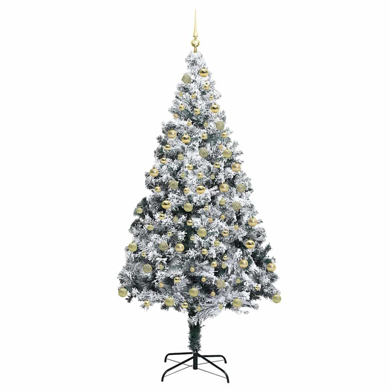 vidaXL Mű karácsonyfa 300 LED-del Zöld 180 cm PVC és Acél és Műanyag