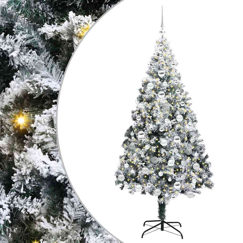 vidaXL Mű karácsonyfa 300 LED-del Zöld 180 cm PVC és Acél és Műanyag