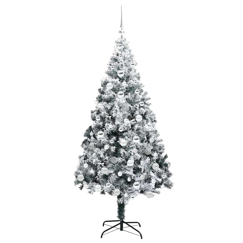 vidaXL Mű karácsonyfa 300 LED-del Zöld 180 cm PVC és Acél és Műanyag