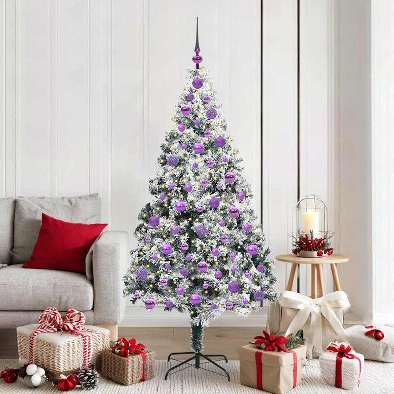 vidaXL Mű karácsonyfa 300 LED-del Zöld 180 cm PVC és Acél és Műanyag