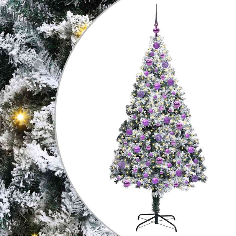 vidaXL Mű karácsonyfa 300 LED-del Zöld 180 cm PVC és Acél és Műanyag