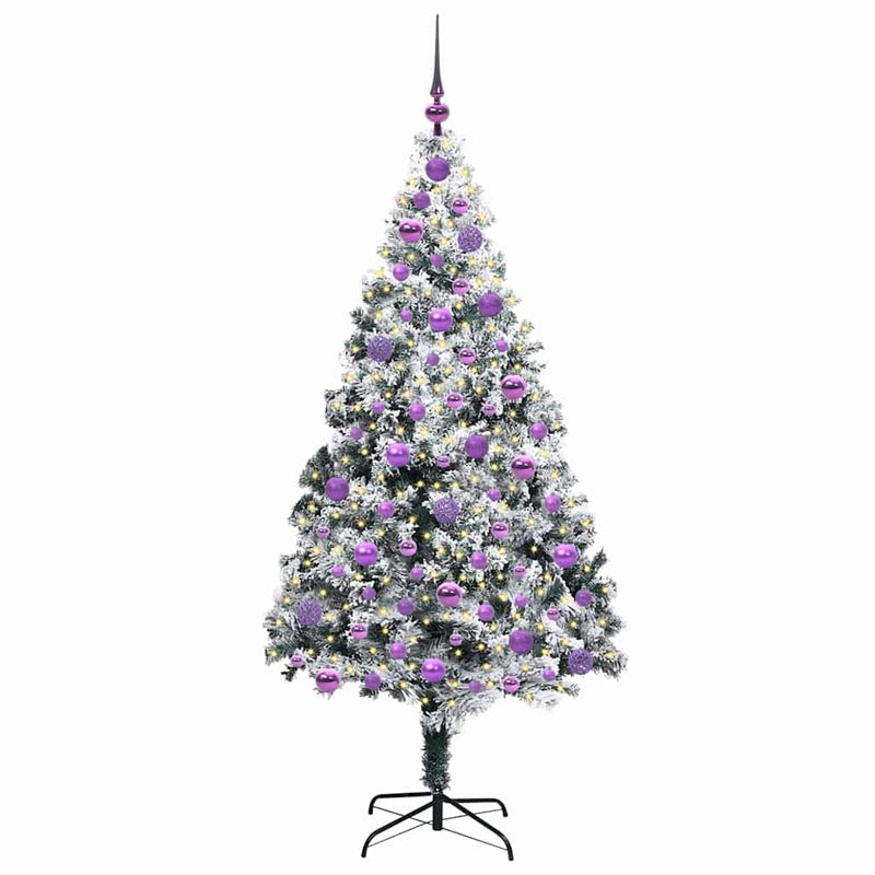 vidaXL Mű karácsonyfa 300 LED-del Zöld 180 cm PVC és Acél és Műanyag
