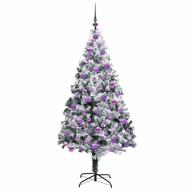 vidaXL Mű karácsonyfa 300 LED-del Zöld 180 cm PVC és Acél és Műanyag
