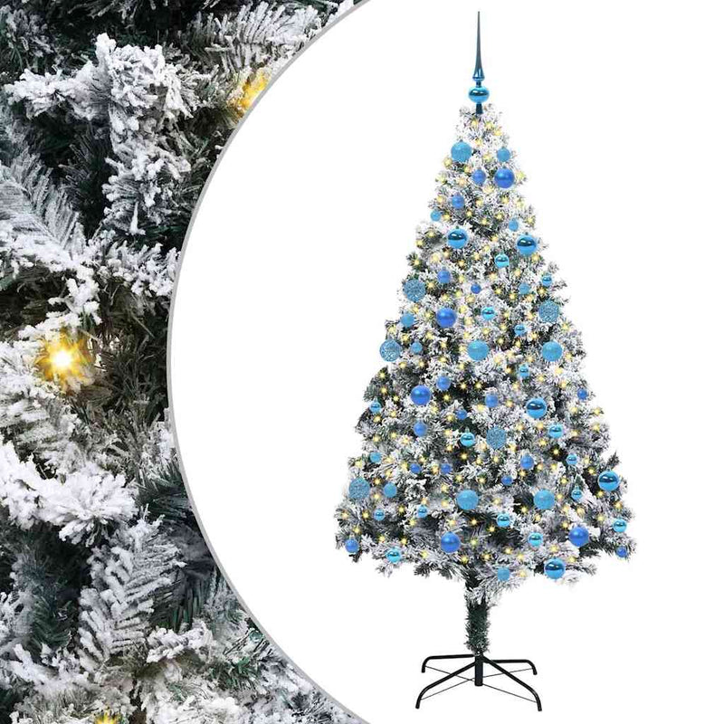 vidaXL Mű karácsonyfa 300 LED-del Zöld 180 cm PVC és Acél és Műanyag