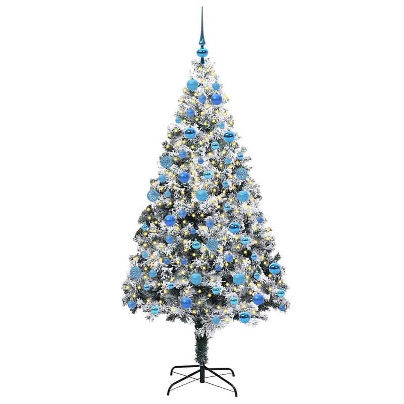 vidaXL Mű karácsonyfa 300 LED-del Zöld 180 cm PVC és Acél és Műanyag