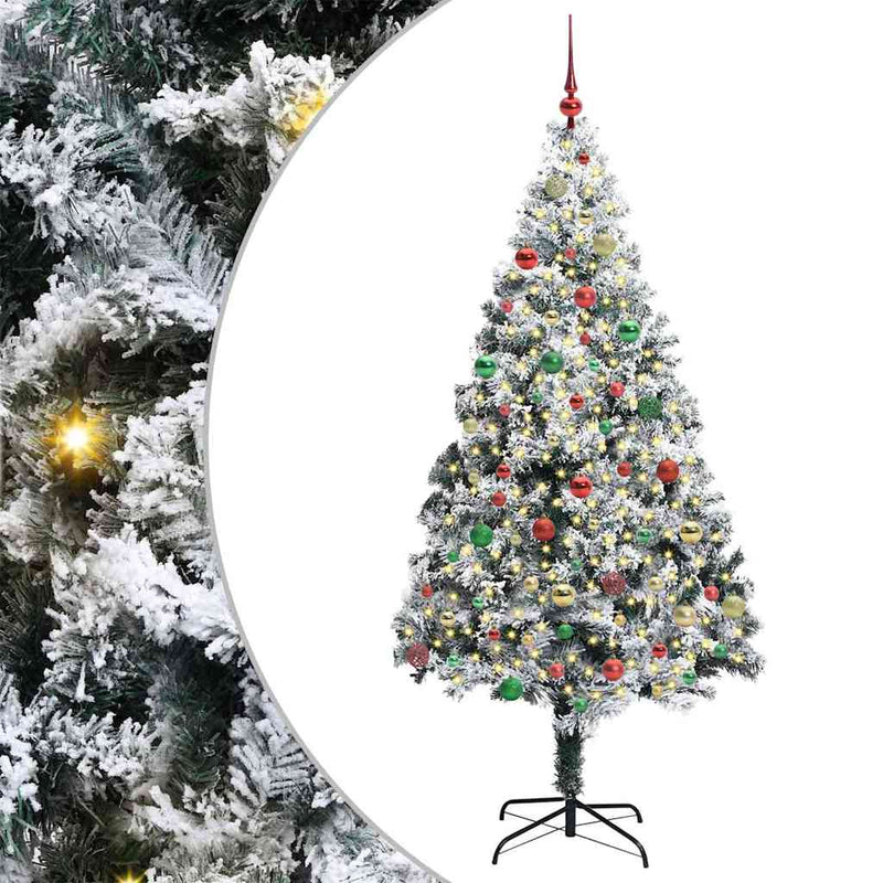 vidaXL Mű karácsonyfa 300 LED-del Zöld 180 cm PVC és Acél és Műanyag