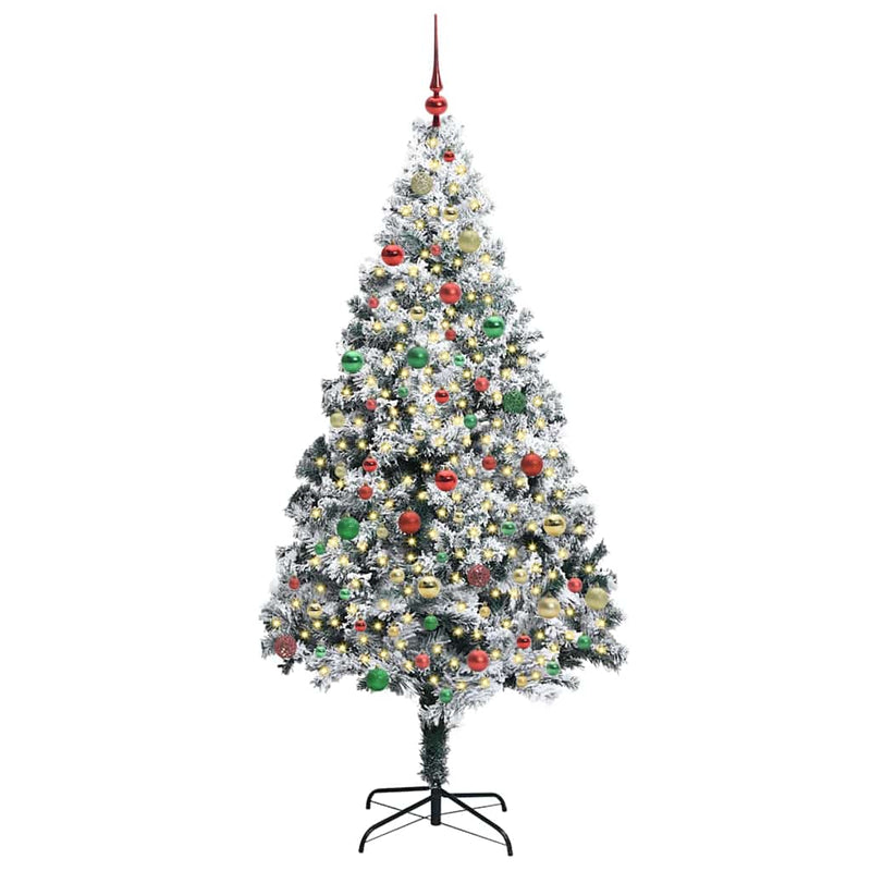vidaXL Mű karácsonyfa 300 LED-del Zöld 180 cm PVC és Acél és Műanyag