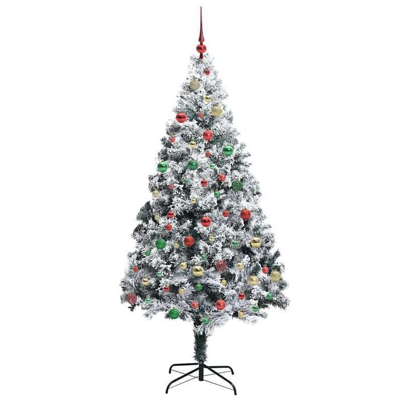 vidaXL Mű karácsonyfa 300 LED-del Zöld 180 cm PVC és Acél és Műanyag