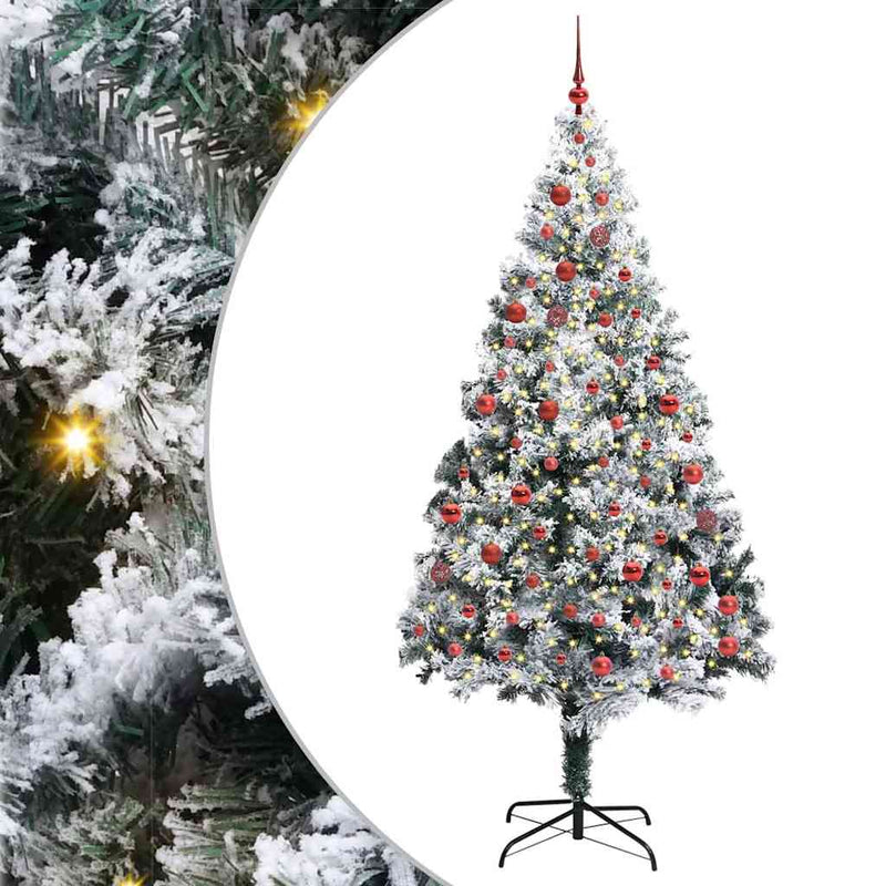 vidaXL Mű karácsonyfa 300 LED-del Zöld 210 cm PVC és Acél és Műanyag