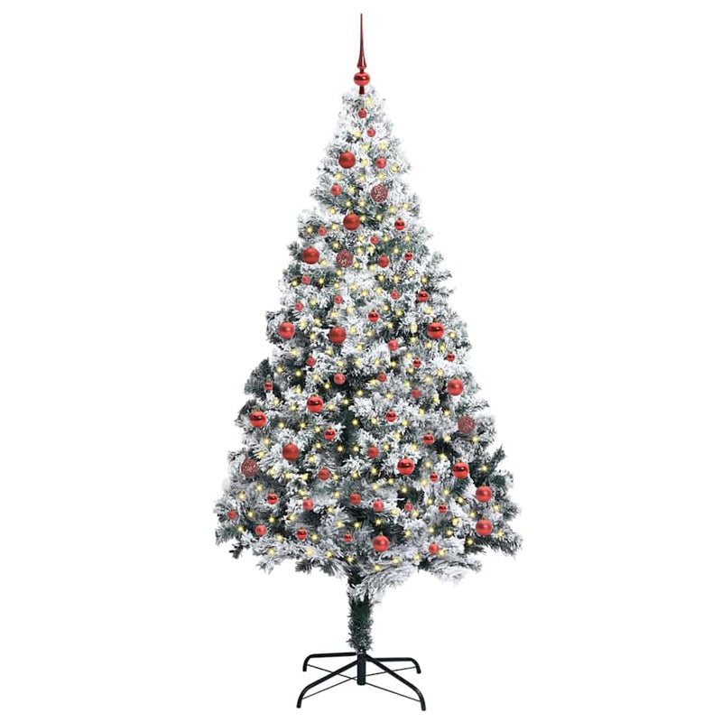 vidaXL Mű karácsonyfa 300 LED-del Zöld 210 cm PVC és Acél és Műanyag
