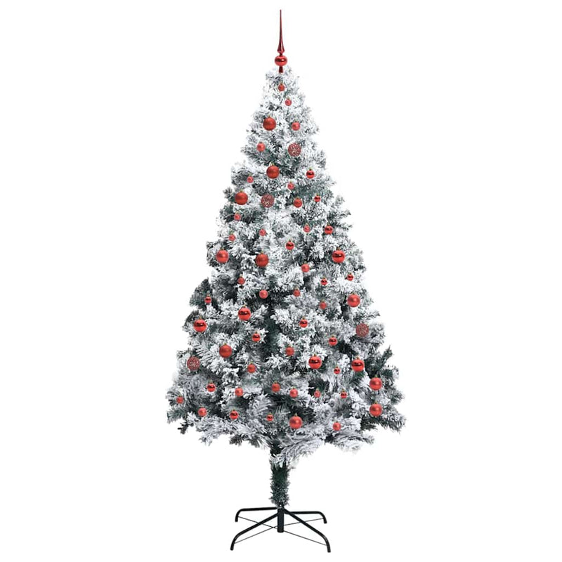 vidaXL Mű karácsonyfa 300 LED-del Zöld 210 cm PVC és Acél és Műanyag