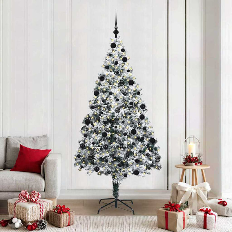 vidaXL Mű karácsonyfa 300 LED-del Zöld 210 cm PVC és Acél és Műanyag