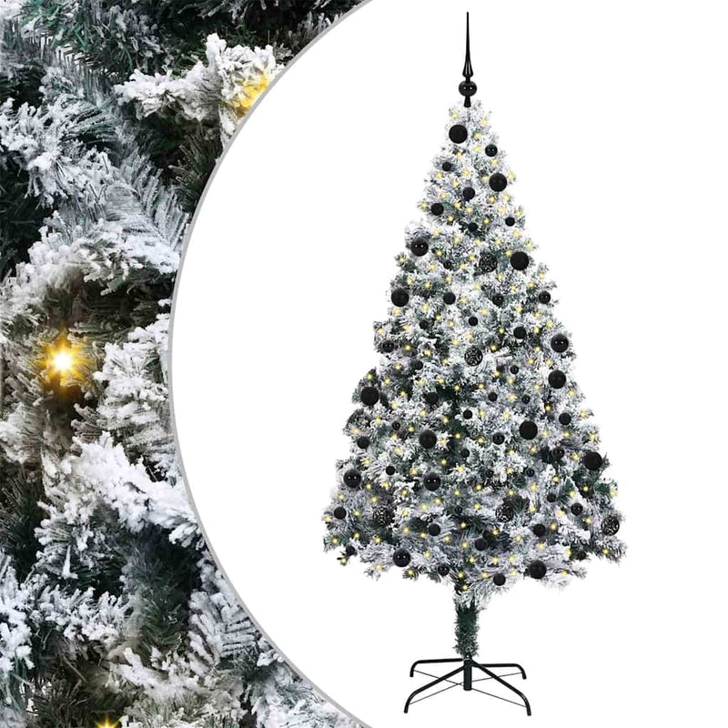 vidaXL Mű karácsonyfa 300 LED-del Zöld 210 cm PVC és Acél és Műanyag