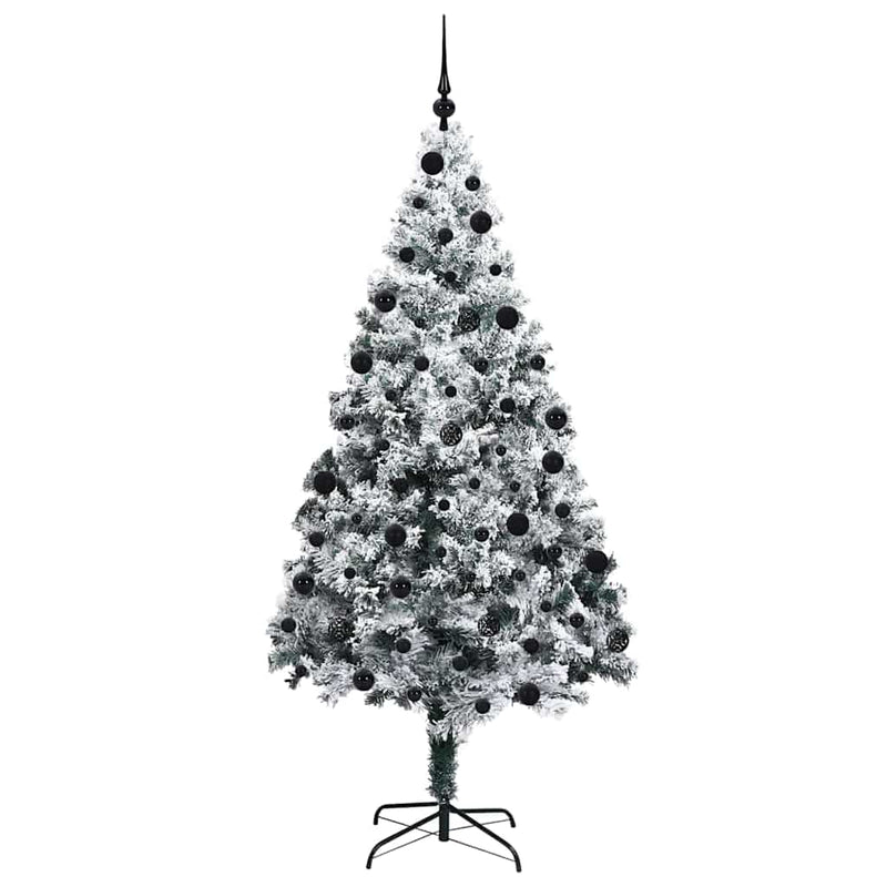 vidaXL Mű karácsonyfa 300 LED-del Zöld 210 cm PVC és Acél és Műanyag