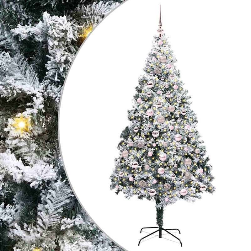 vidaXL Mű karácsonyfa 300 LED-del Zöld 210 cm PVC és Acél és Műanyag