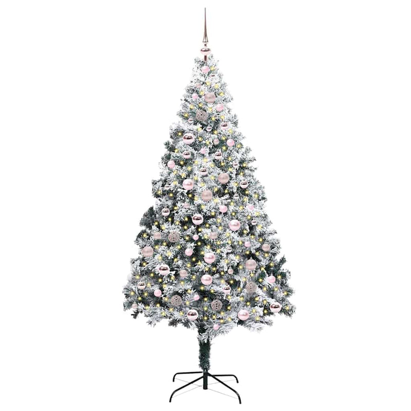 vidaXL Mű karácsonyfa 300 LED-del Zöld 210 cm PVC és Acél és Műanyag