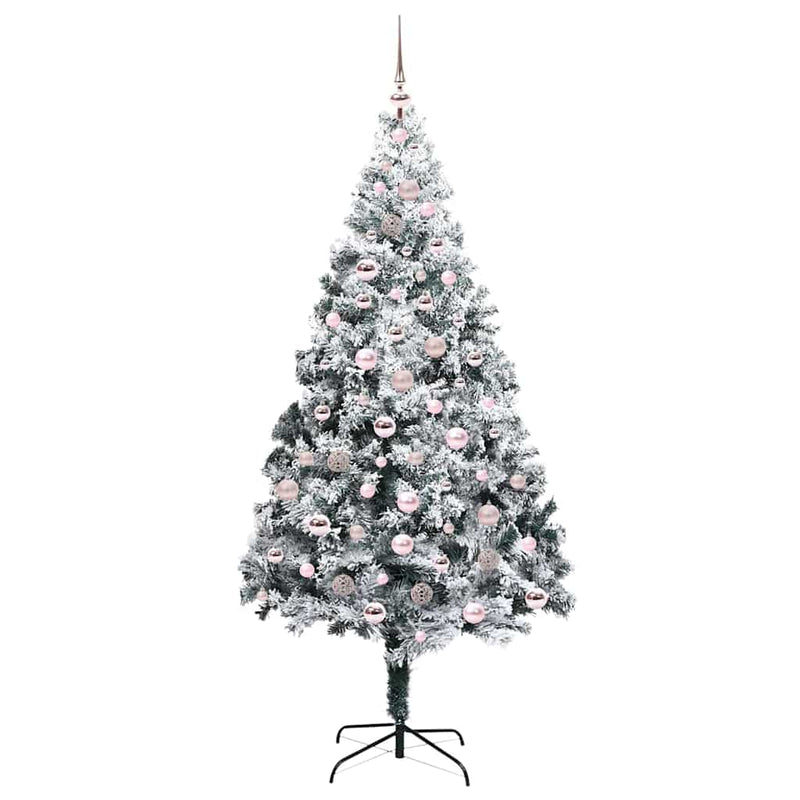 vidaXL Mű karácsonyfa 300 LED-del Zöld 210 cm PVC és Acél és Műanyag