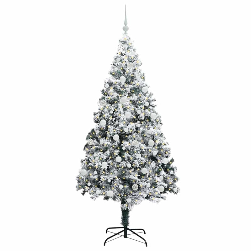 vidaXL Mű karácsonyfa 300 LED-del Zöld 210 cm PVC és Acél és Műanyag