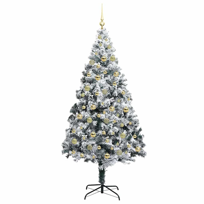 vidaXL Mű karácsonyfa 300 LED-del Zöld 210 cm PVC és Acél és Műanyag