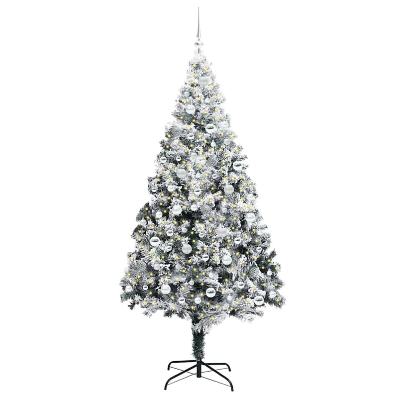 vidaXL Mű karácsonyfa 300 LED-del Zöld 210 cm PVC és Acél és Műanyag