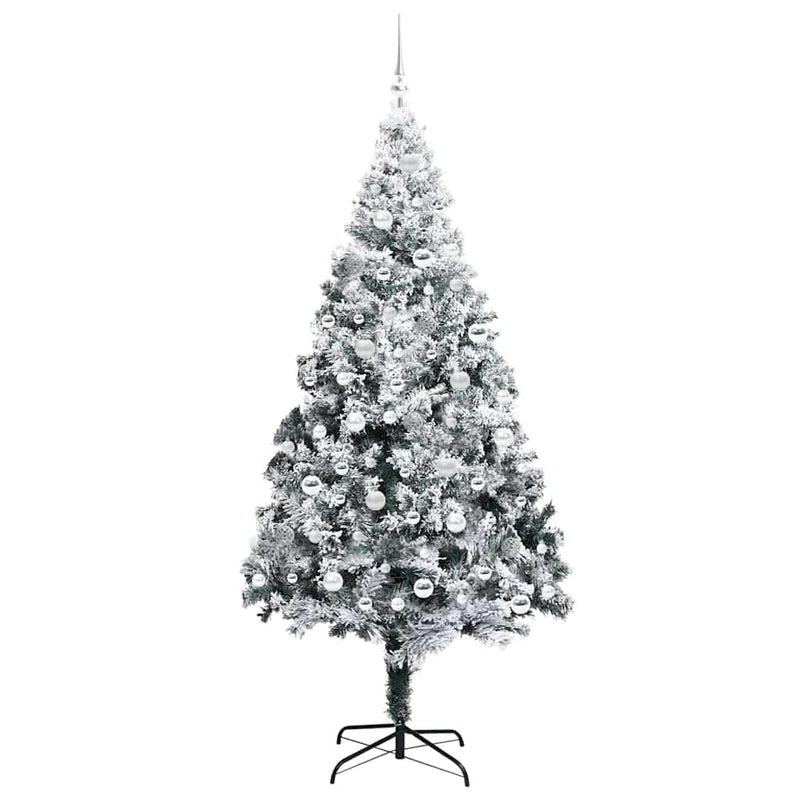 vidaXL Mű karácsonyfa 300 LED-del Zöld 210 cm PVC és Acél és Műanyag