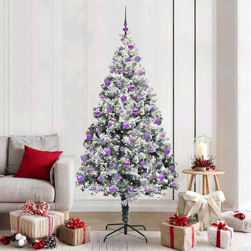 vidaXL Mű karácsonyfa 300 LED-del Zöld 210 cm PVC és Acél és Műanyag