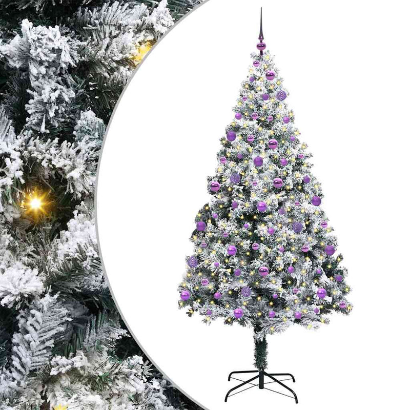 vidaXL Mű karácsonyfa 300 LED-del Zöld 210 cm PVC és Acél és Műanyag