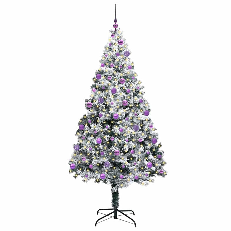 vidaXL Mű karácsonyfa 300 LED-del Zöld 210 cm PVC és Acél és Műanyag