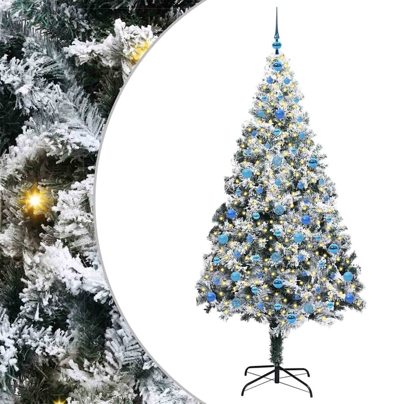 vidaXL Mű karácsonyfa 300 LED-del Zöld 210 cm PVC és Acél és Műanyag