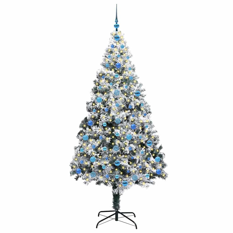 vidaXL Mű karácsonyfa 300 LED-del Zöld 210 cm PVC és Acél és Műanyag