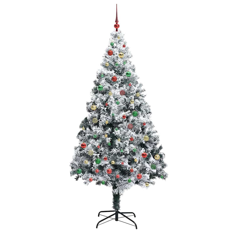 vidaXL Mű karácsonyfa 300 LED-del Zöld 210 cm PVC és Acél és Műanyag