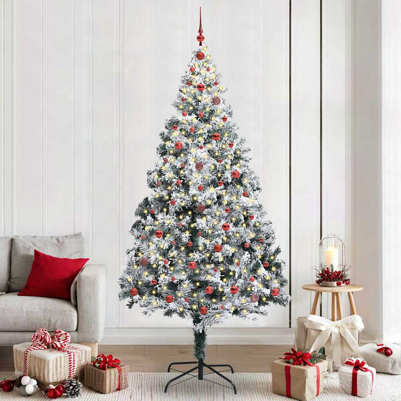 vidaXL Mű karácsonyfa 300 LED-del Zöld 240 cm PVC és Acél és Műanyag