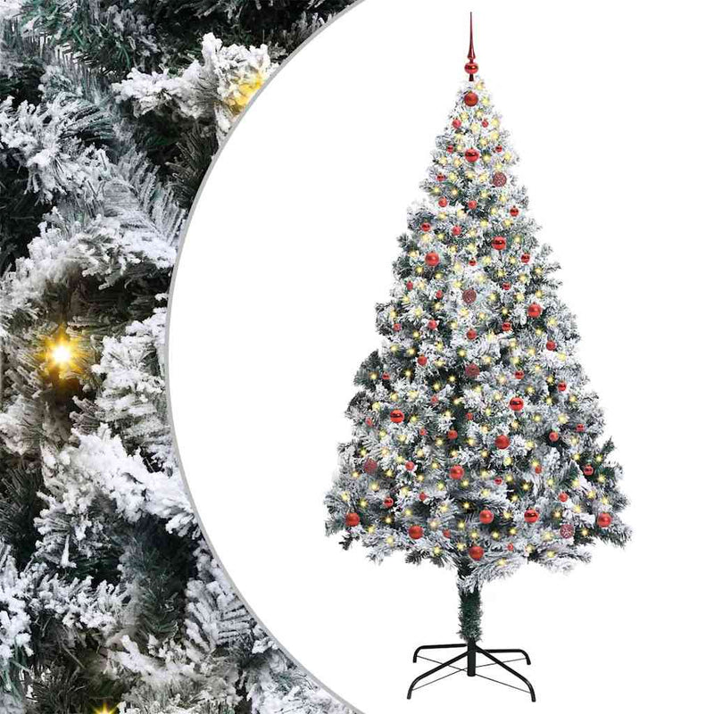 vidaXL Mű karácsonyfa 300 LED-del Zöld 240 cm PVC és Acél és Műanyag
