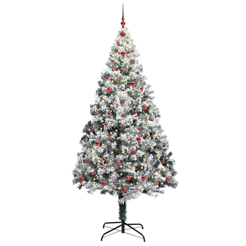 vidaXL Mű karácsonyfa 300 LED-del Zöld 240 cm PVC és Acél és Műanyag