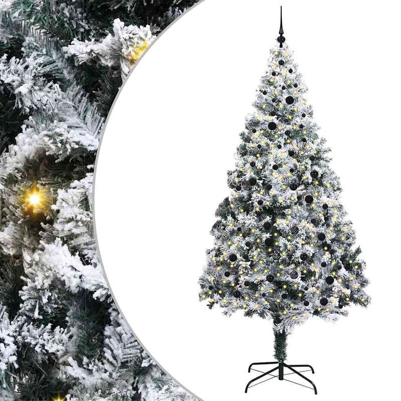 vidaXL Mű karácsonyfa 300 LED-del Zöld 240 cm PVC és Acél és Műanyag