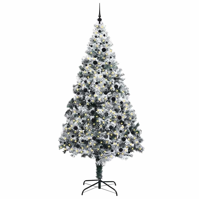 vidaXL Mű karácsonyfa 300 LED-del Zöld 240 cm PVC és Acél és Műanyag
