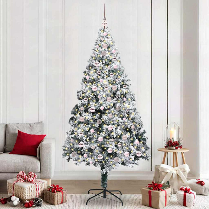vidaXL Mű karácsonyfa 300 LED-del Zöld 240 cm PVC és Acél és Műanyag