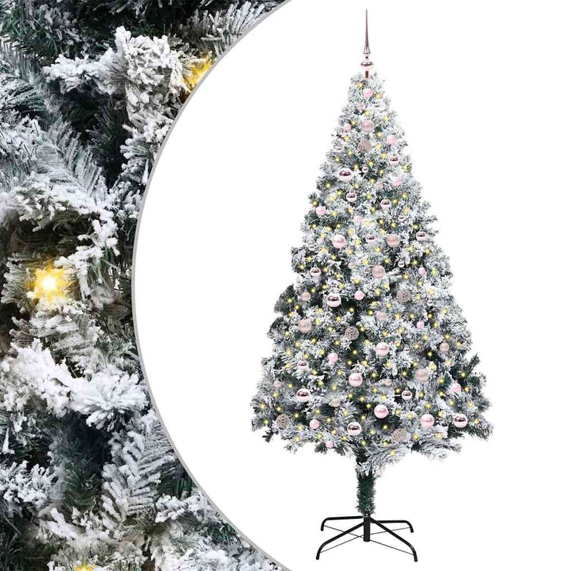 vidaXL Mű karácsonyfa 300 LED-del Zöld 240 cm PVC és Acél és Műanyag