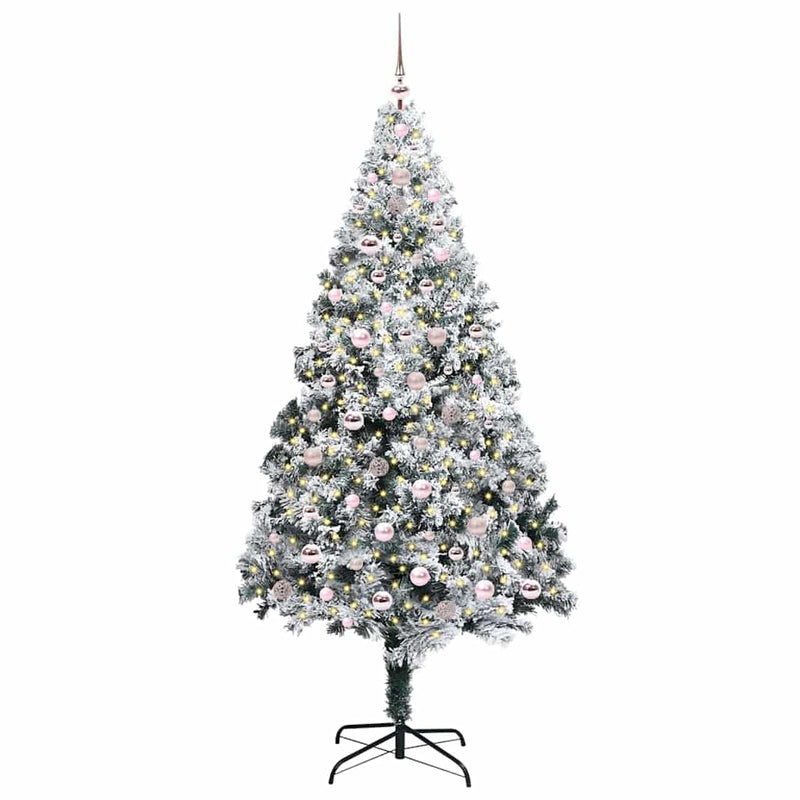 vidaXL Mű karácsonyfa 300 LED-del Zöld 240 cm PVC és Acél és Műanyag