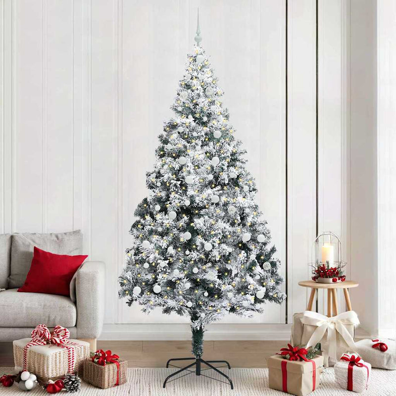 vidaXL Mű karácsonyfa 300 LED-del Zöld 240 cm PVC és Acél és Műanyag
