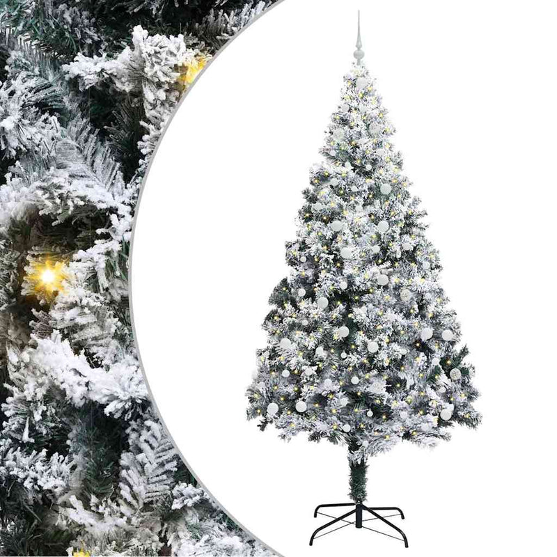 vidaXL Mű karácsonyfa 300 LED-del Zöld 240 cm PVC és Acél és Műanyag