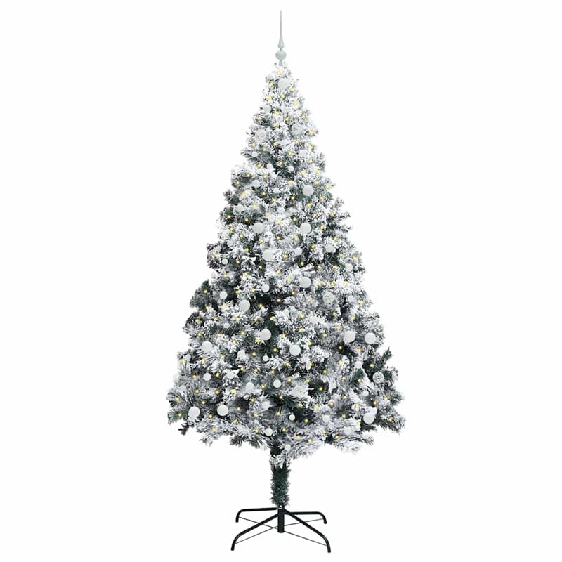 vidaXL Mű karácsonyfa 300 LED-del Zöld 240 cm PVC és Acél és Műanyag