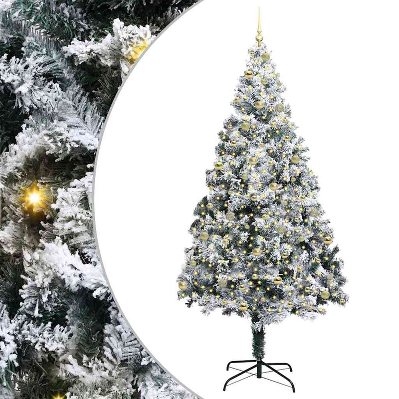 vidaXL Mű karácsonyfa 300 LED-del Zöld 240 cm PVC és Acél és Műanyag